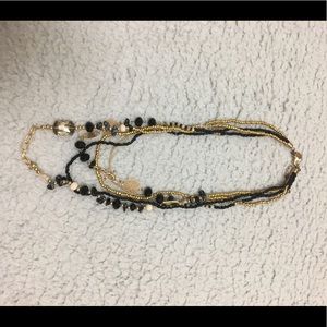 Layered gold and  black necklace